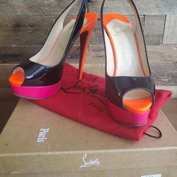 Authentic Christian Louboutin Lady Peep Sling 150 Patent Heels EU37 - Picture 8 of 8